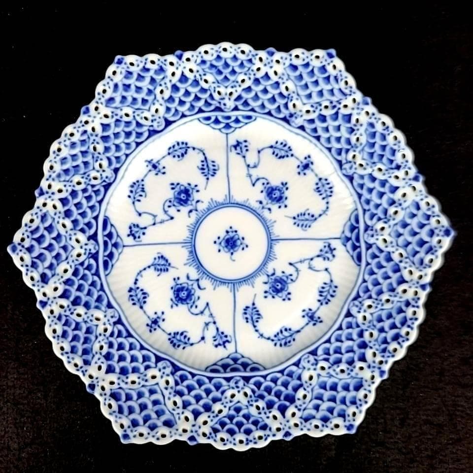 △美品△ロイヤルコペンハーゲン　ブルーフルーテッド ダブルレース プレート 2