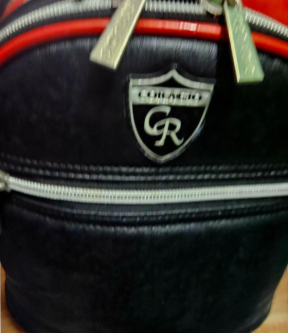 送料無料/超美品CORAGGIO GOLF キャリー付きキャディバッグ 黒/赤