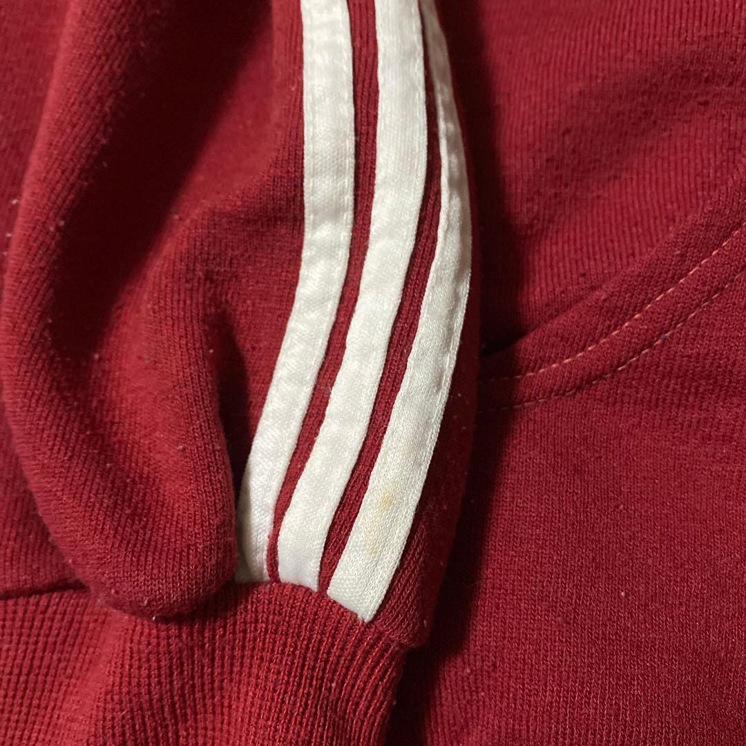 ビンテージadidas バーガンディ USA製ジップパーカー XL
