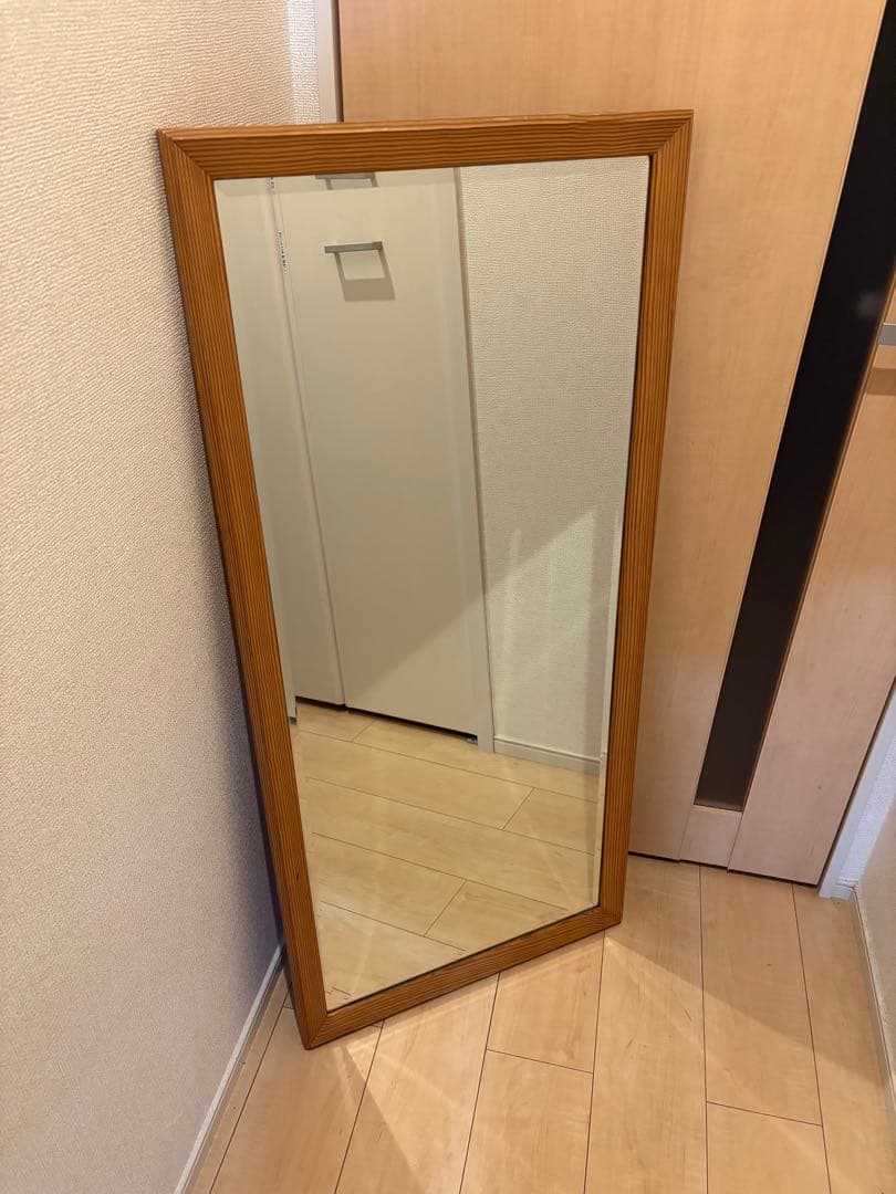 カントリー調 オーク材フレーム 大型ウォールミラー カナディアン/アンティーク