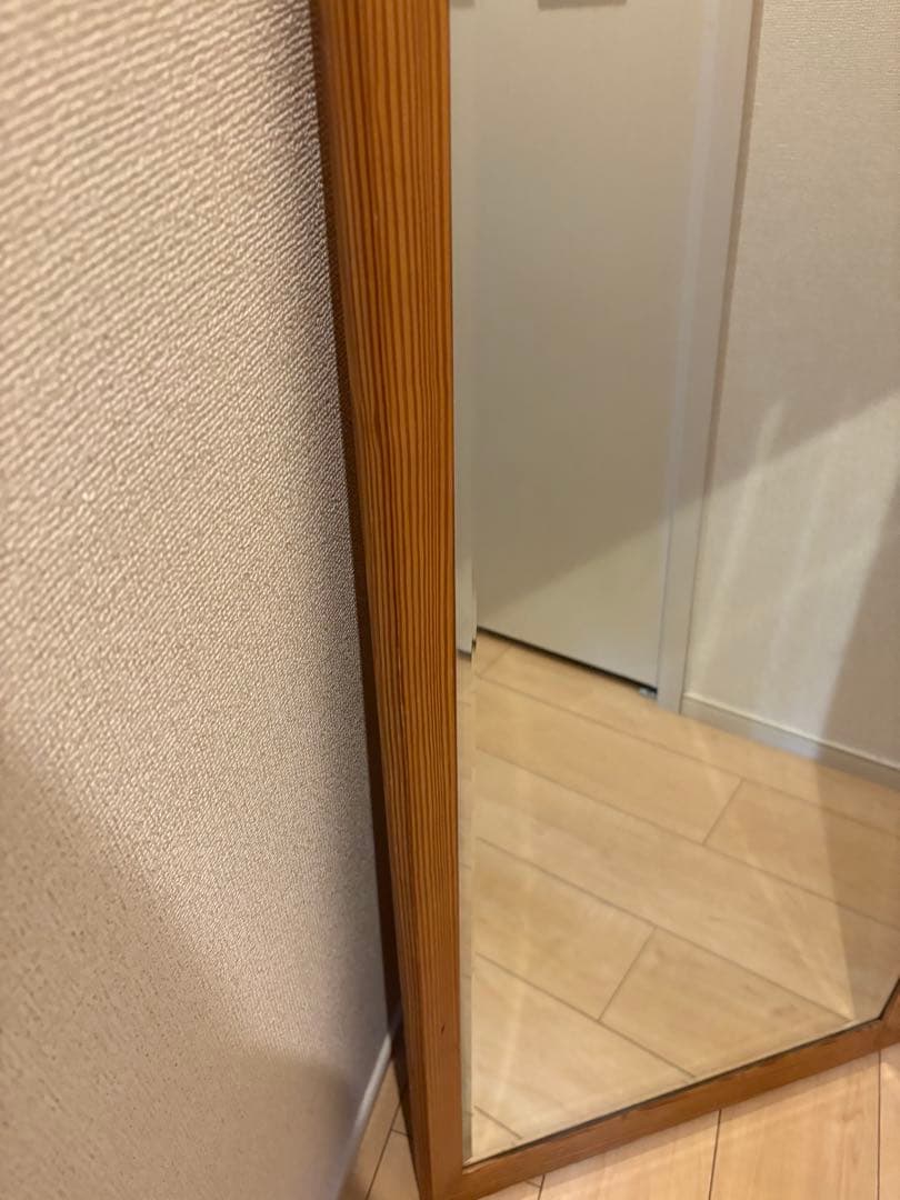 カントリー調 オーク材フレーム 大型ウォールミラー カナディアン/アンティーク