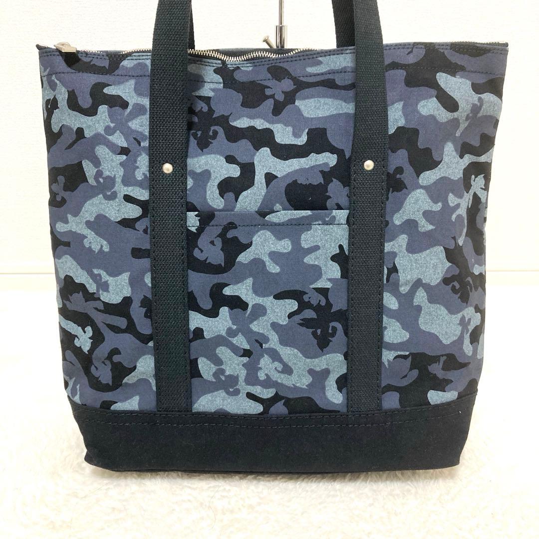 【美品】 一澤信三郎帆布 N-30 アトム 迷彩×黒　トートバッグ A4