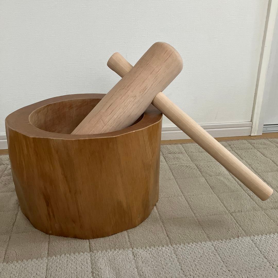 餅つきセット ミニうす　臼と杵（木製臼キネセット）5合用