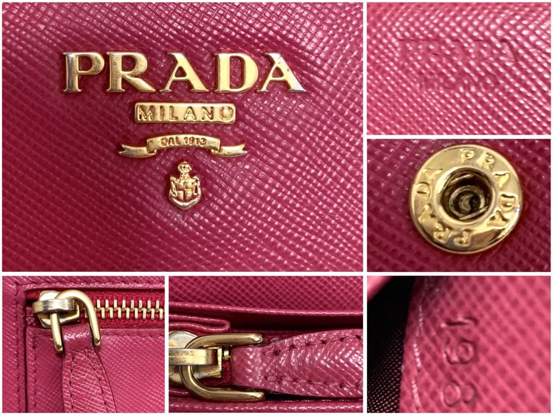 良品！PRADA サフィアーノ　メタルロゴ　ピンク系　レディース　長財布