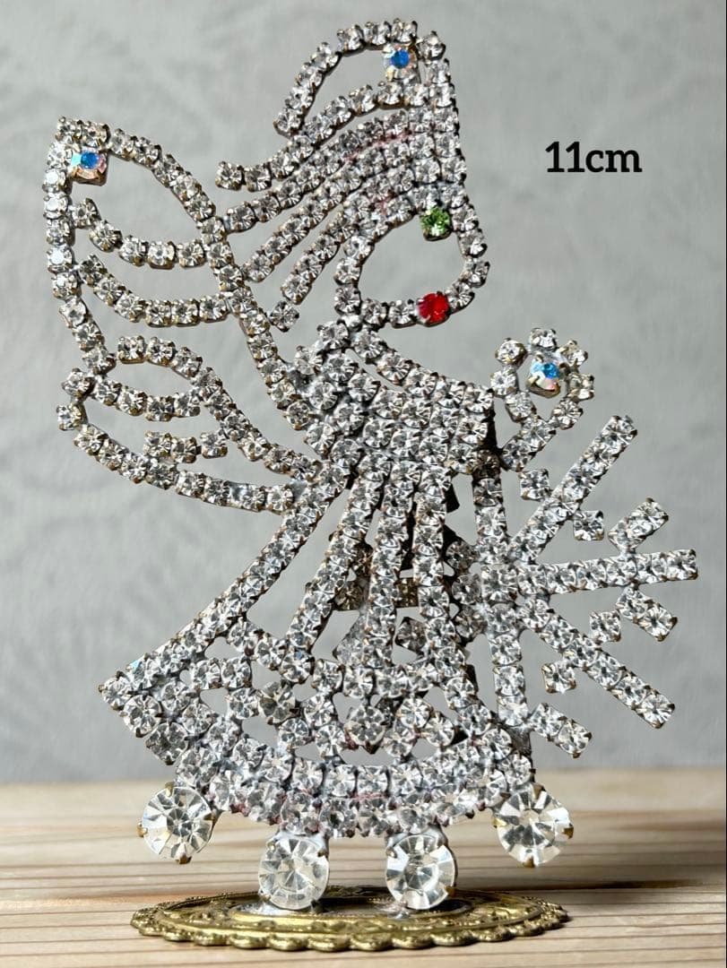 チェコガラス/ガラスツリー/エンジェル/天使/クリスマス/ラインストーン/卓上