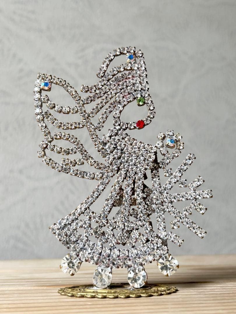 チェコガラス/ガラスツリー/エンジェル/天使/クリスマス/ラインストーン/卓上