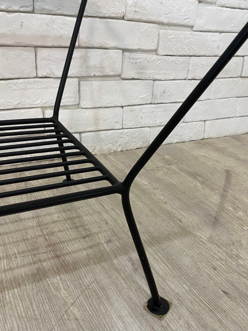 ① 【東京都内23区配送無料】unico エディ ガラス　アイアン ローテーブル