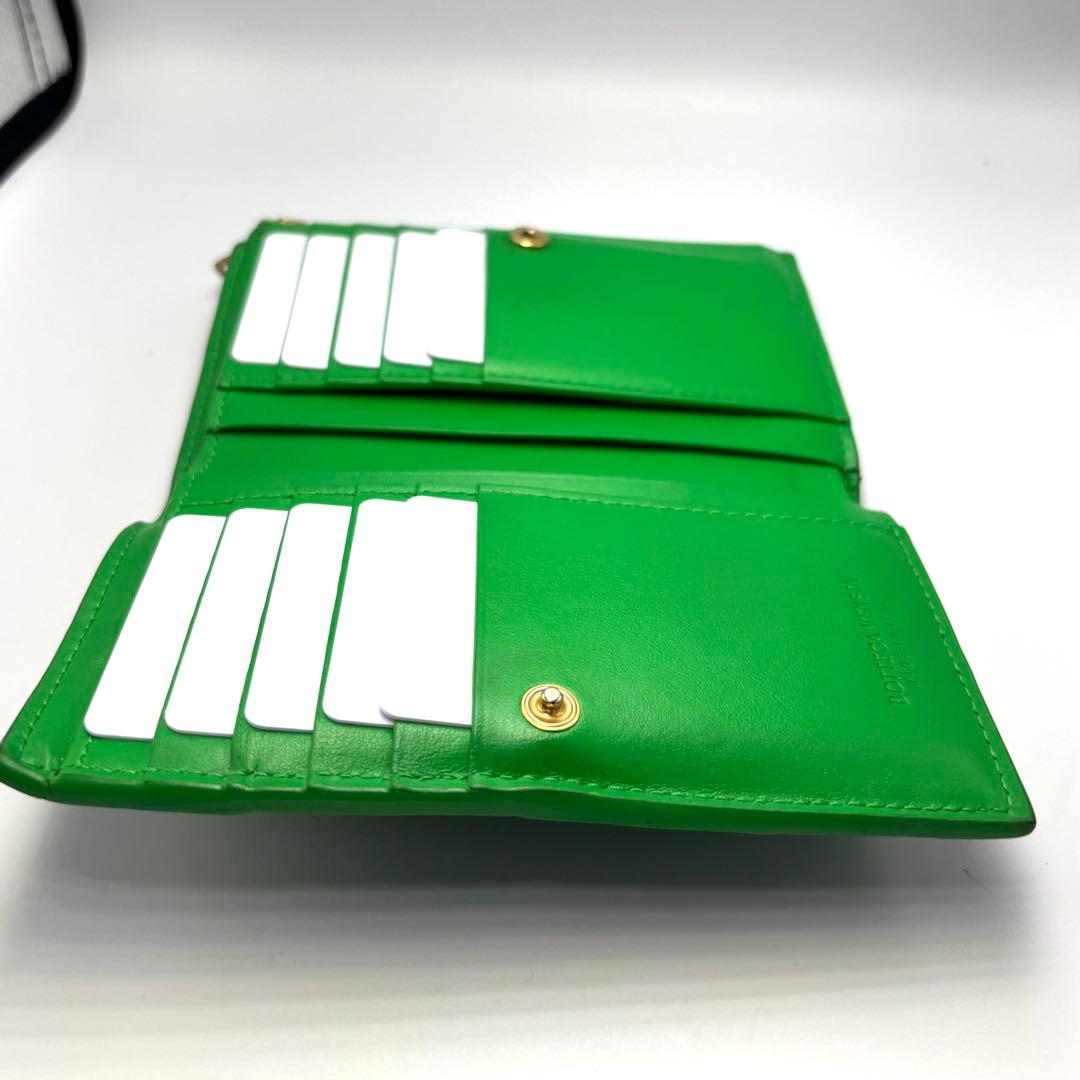 Bottega Veneta インテレチャート グリーンレザー ジッパー財布 箱