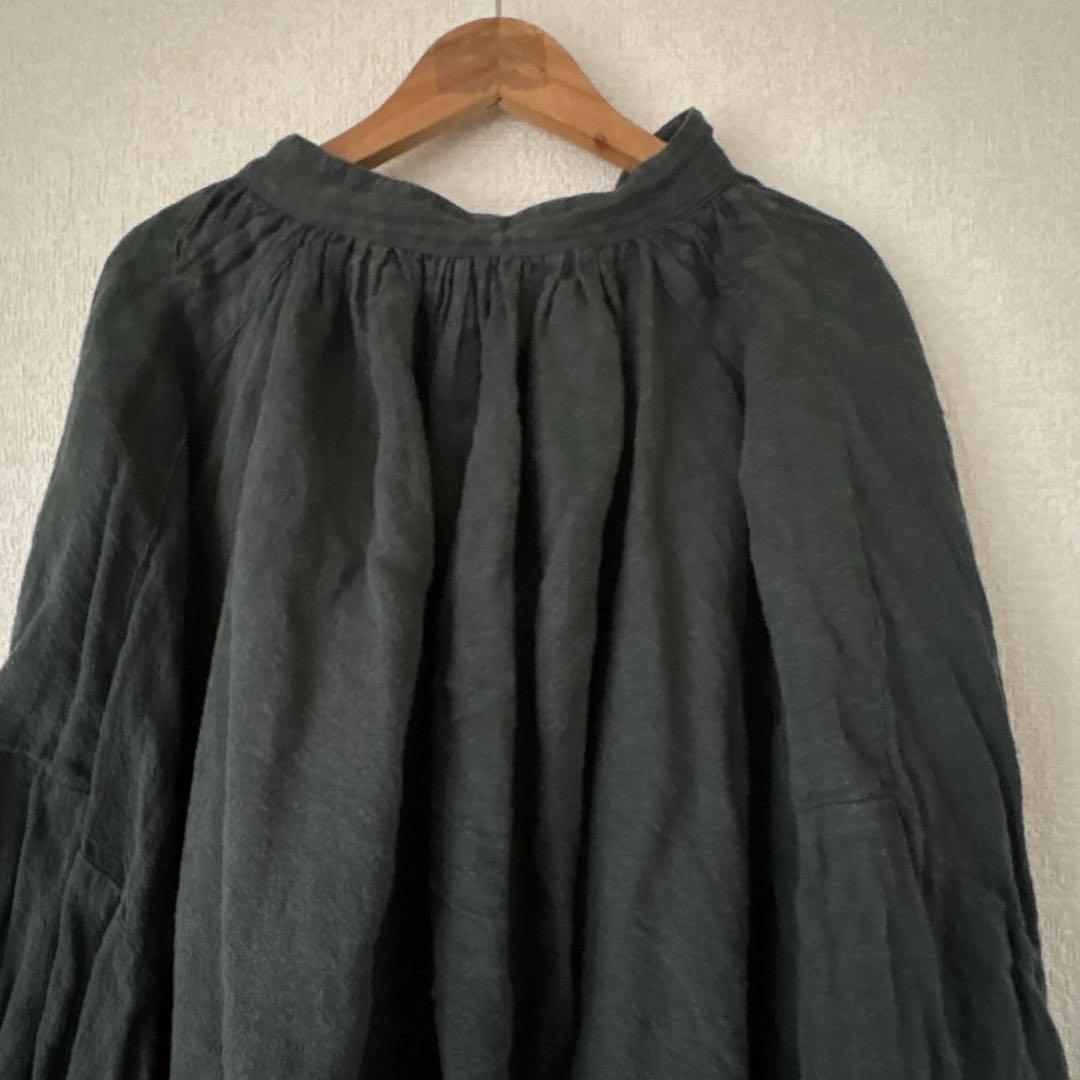 OUTIL ウティ　リネン100 カーディガン　ダークグリーン