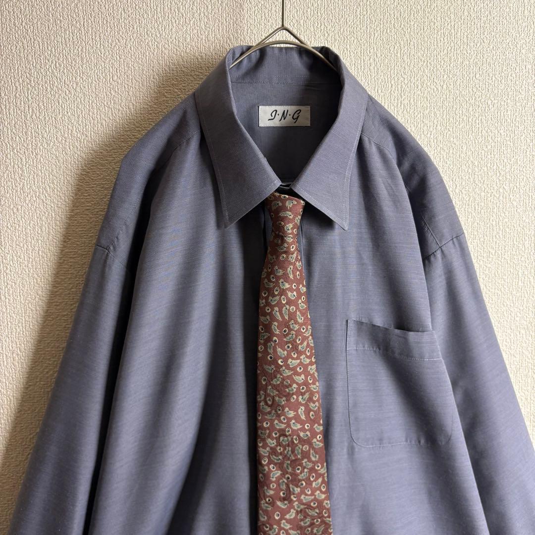 Burberrysネクタイシャツスイングトップ　クロコダイル柄　スエード生地古着