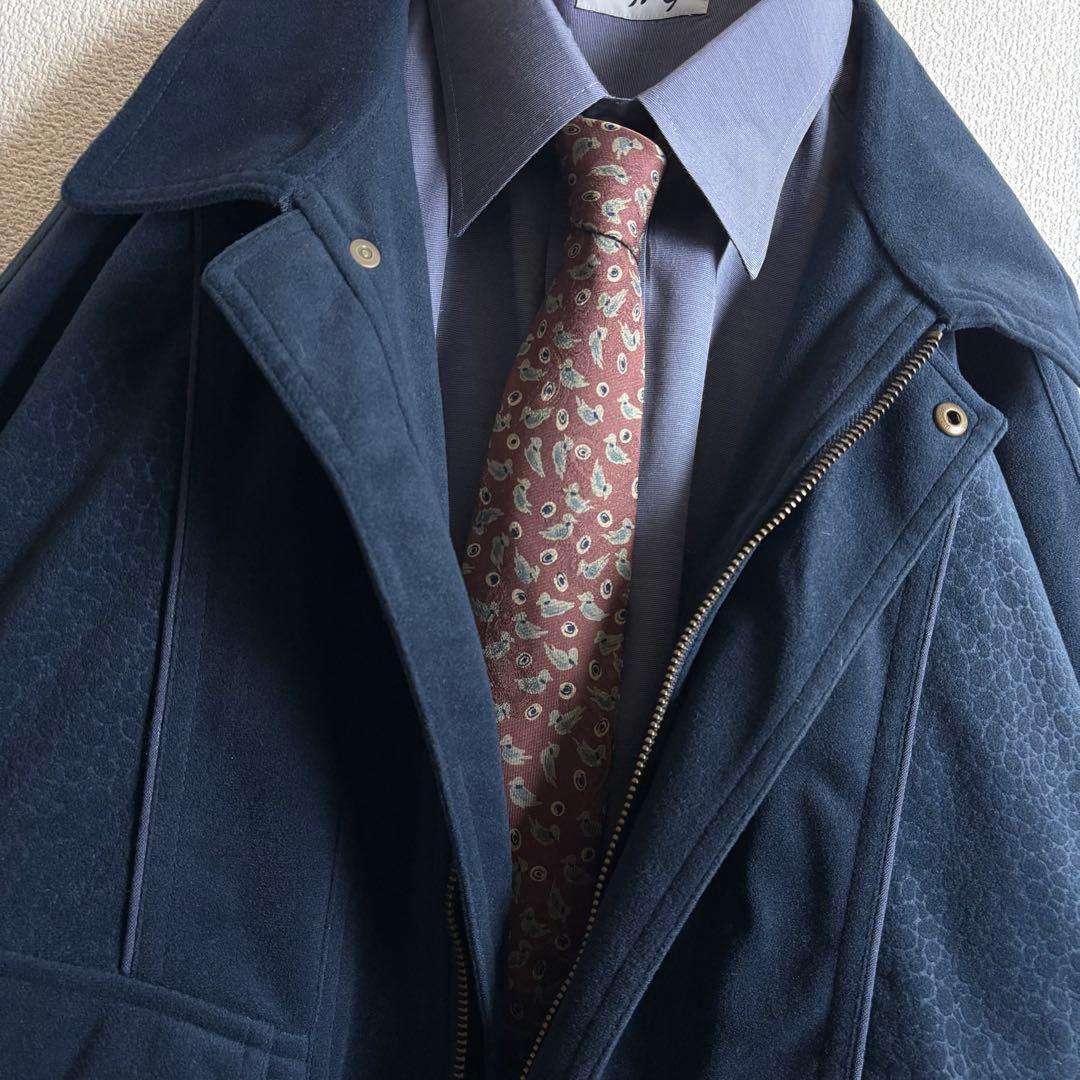 Burberrysネクタイシャツスイングトップ　クロコダイル柄　スエード生地古着