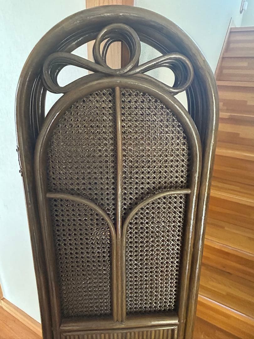 ラタン 4連 パーテーション 衝立 間仕切り ヴィンテージ 昭和レトロ