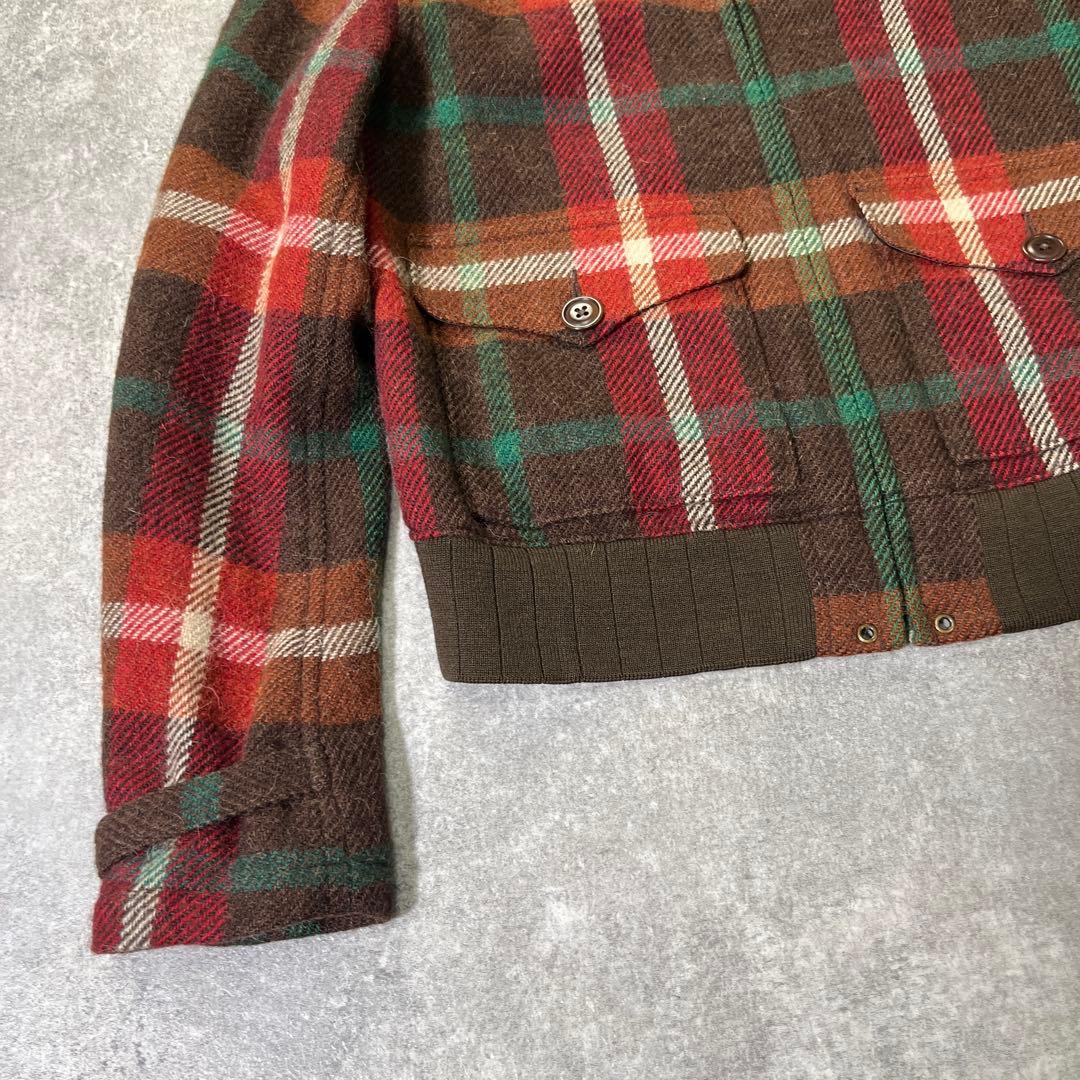 RALPH LAUREN チェックウールジャケット　M ウールアルパカ　ムートン