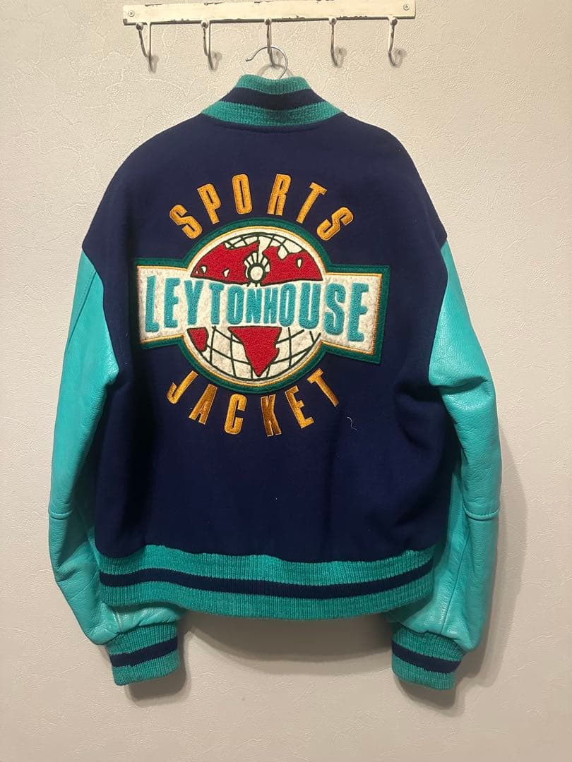 LEYTON HOUSE レイトンハウス スタジャン レザー袖 L 90s