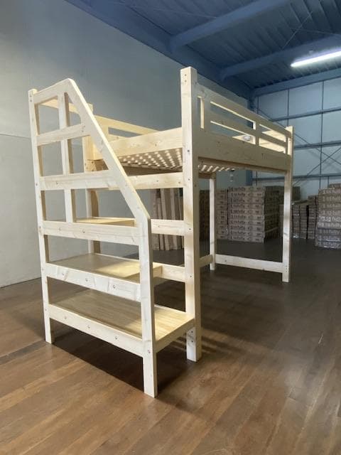 【九州～関東送料無料】階段付きロフトベッドナチュラル　 アウトレット　1001