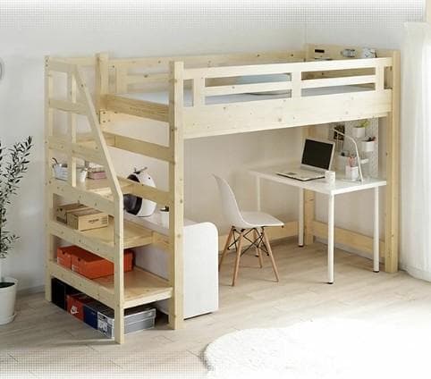 【九州～関東送料無料】階段付きロフトベッドナチュラル　 アウトレット　1001