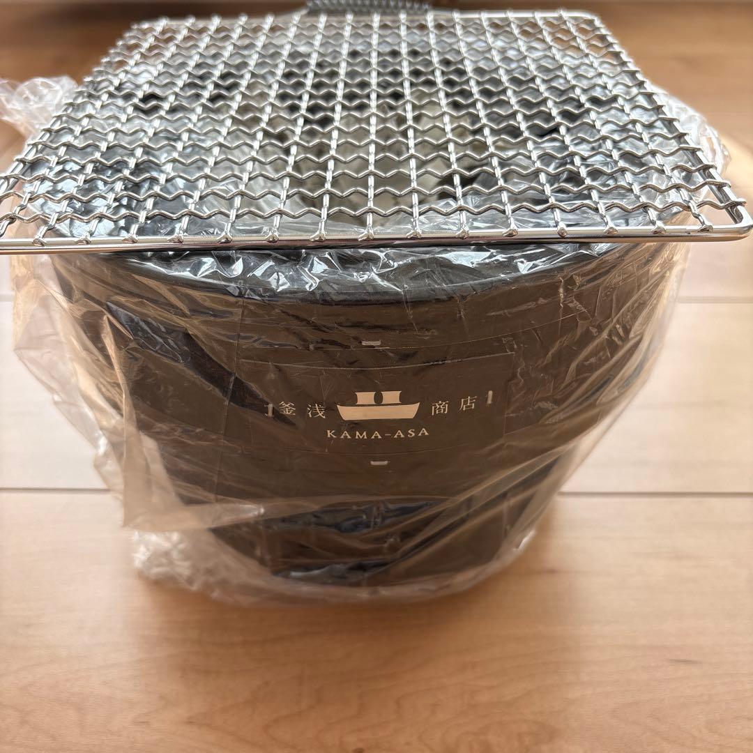 【新品未使用】釜浅の丸型しちりんセット(本体、ステンレス角網)