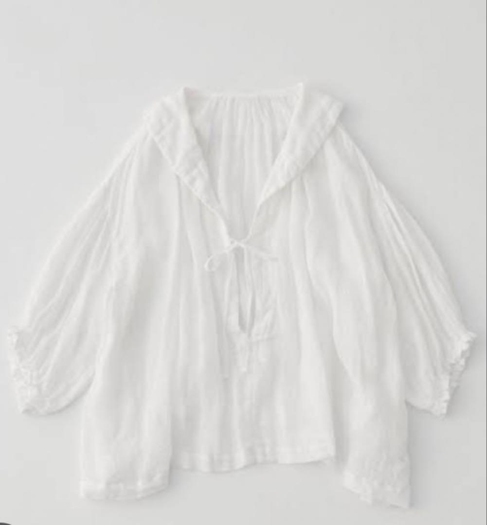 nest Robe リネンガーゼレース紐ブラウス　白