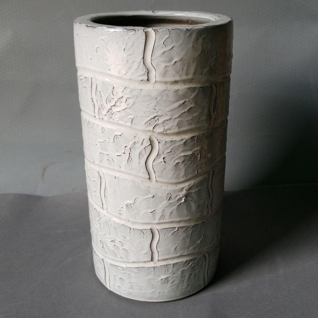 信楽焼傘立て   格子彫 高さ４３cm