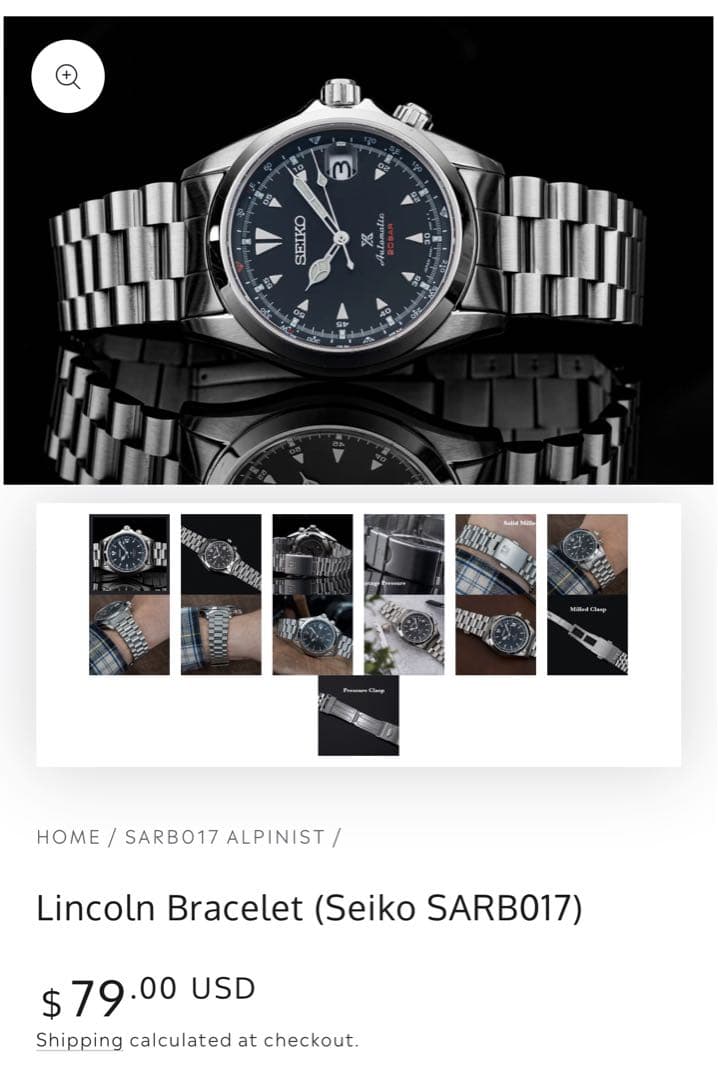 Seiko SARB017用ブレスレット 316Lステンレス