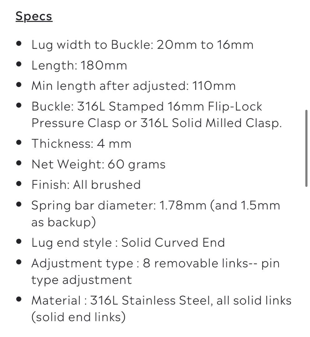 Seiko SARB017用ブレスレット 316Lステンレス