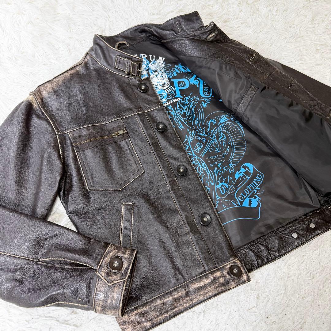 限定版リングスパン　イングランド製　レザージャケット　スタッズ　ヴィンテージ加工