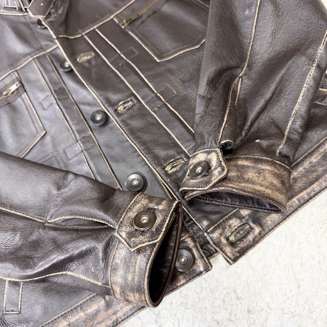 限定版リングスパン　イングランド製　レザージャケット　スタッズ　ヴィンテージ加工