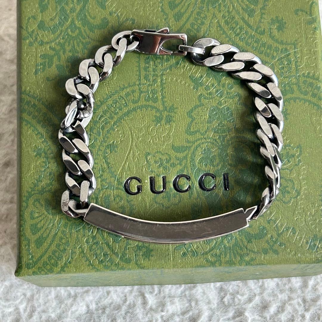 美品✨GUCCI グッチ チェーンブレスレット 喜平 Gロゴプレート SV925