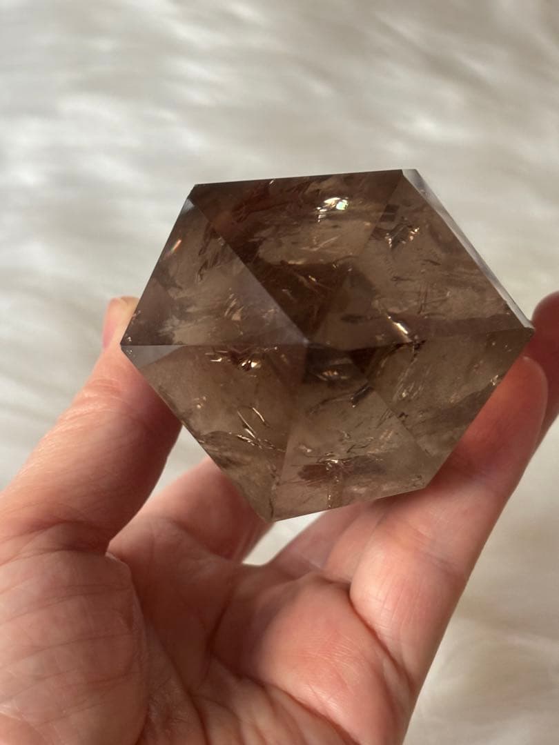 スモーキークォーツ　ポイント　六角柱　太め　725g レインボー　透明度　美麗