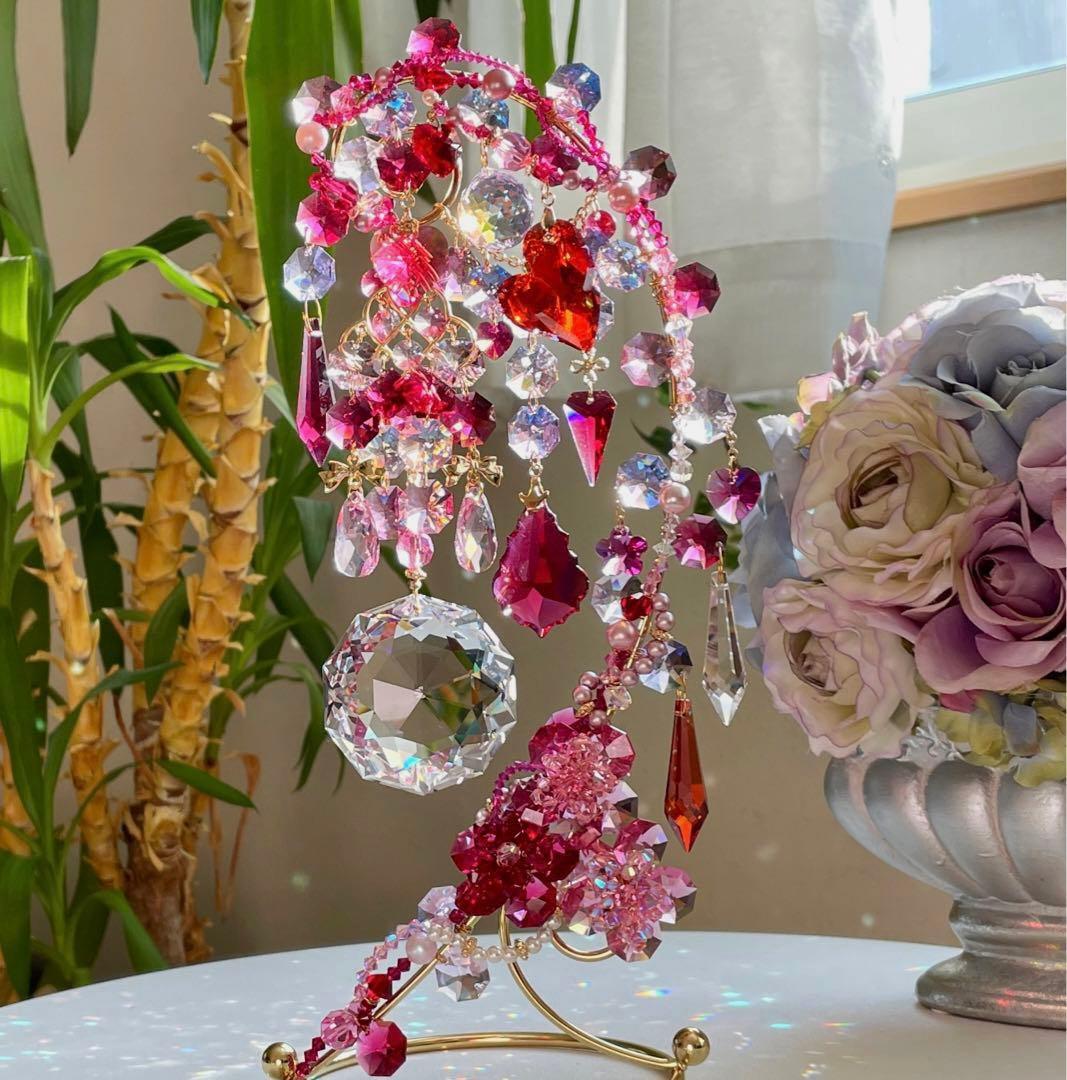 サンキャッチャー スワロフスキー ダリア50mm クリスタル