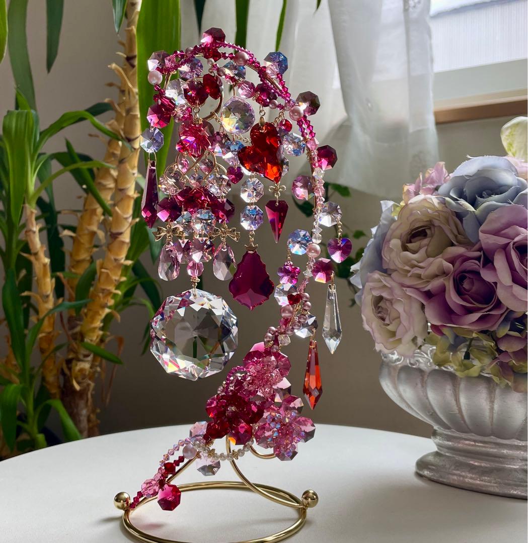 サンキャッチャー スワロフスキー ダリア50mm クリスタル