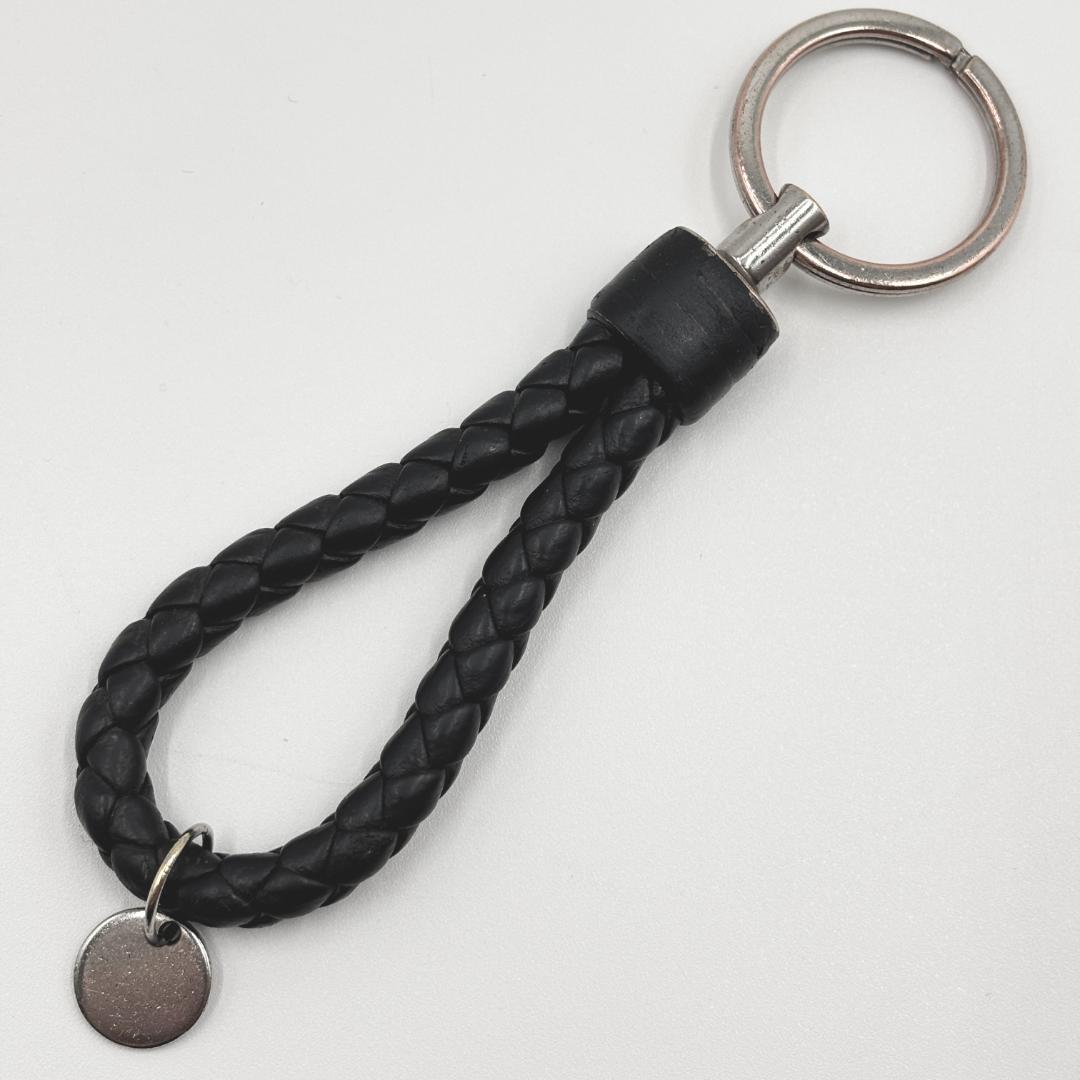 美品✨️ボッテガヴェネタ イントレチャート レザーキーリング チャコールグレー