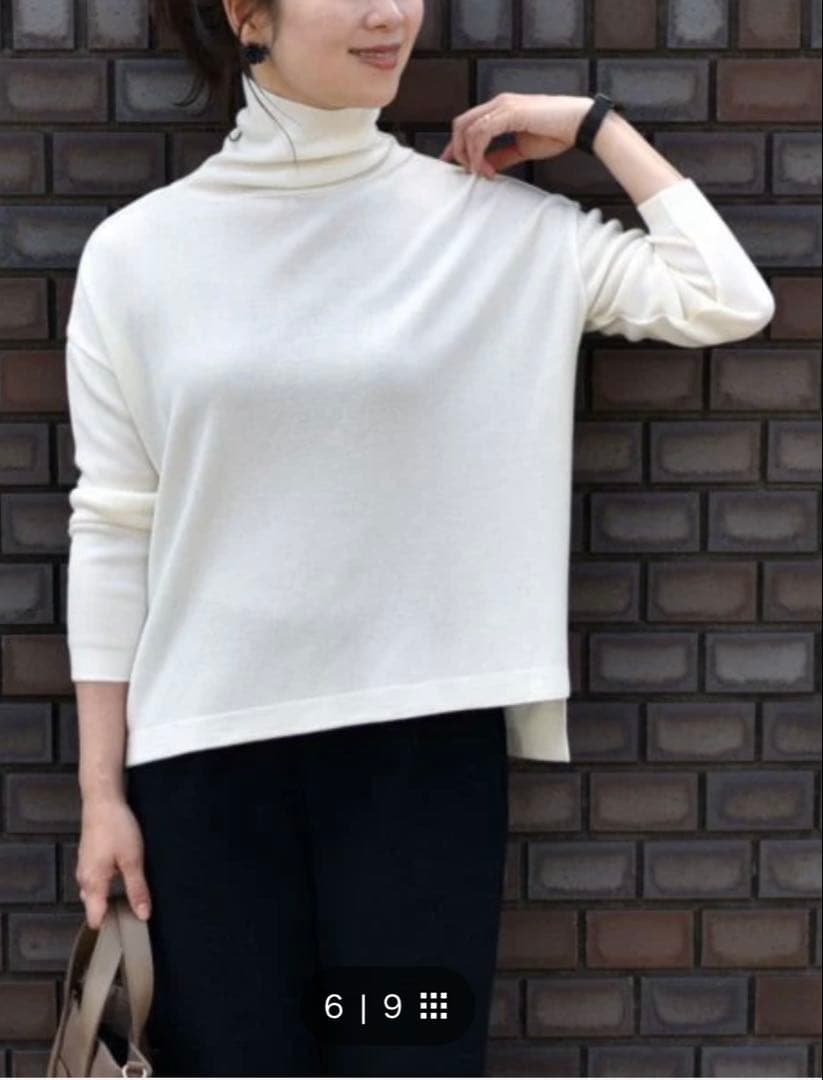 【美品】our 洗えるきれいめタートルニット ホワイト＆ネイビーセット