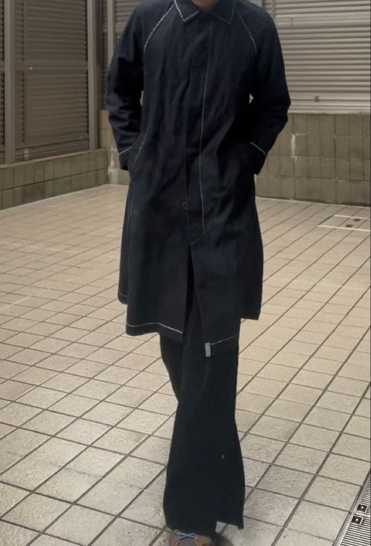 ジャケット・アウター vintage stitch graphic long coat navy