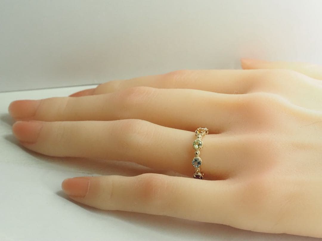 ◎クラシカルで可愛い❤︎K10YG 天然マルチストーン リング