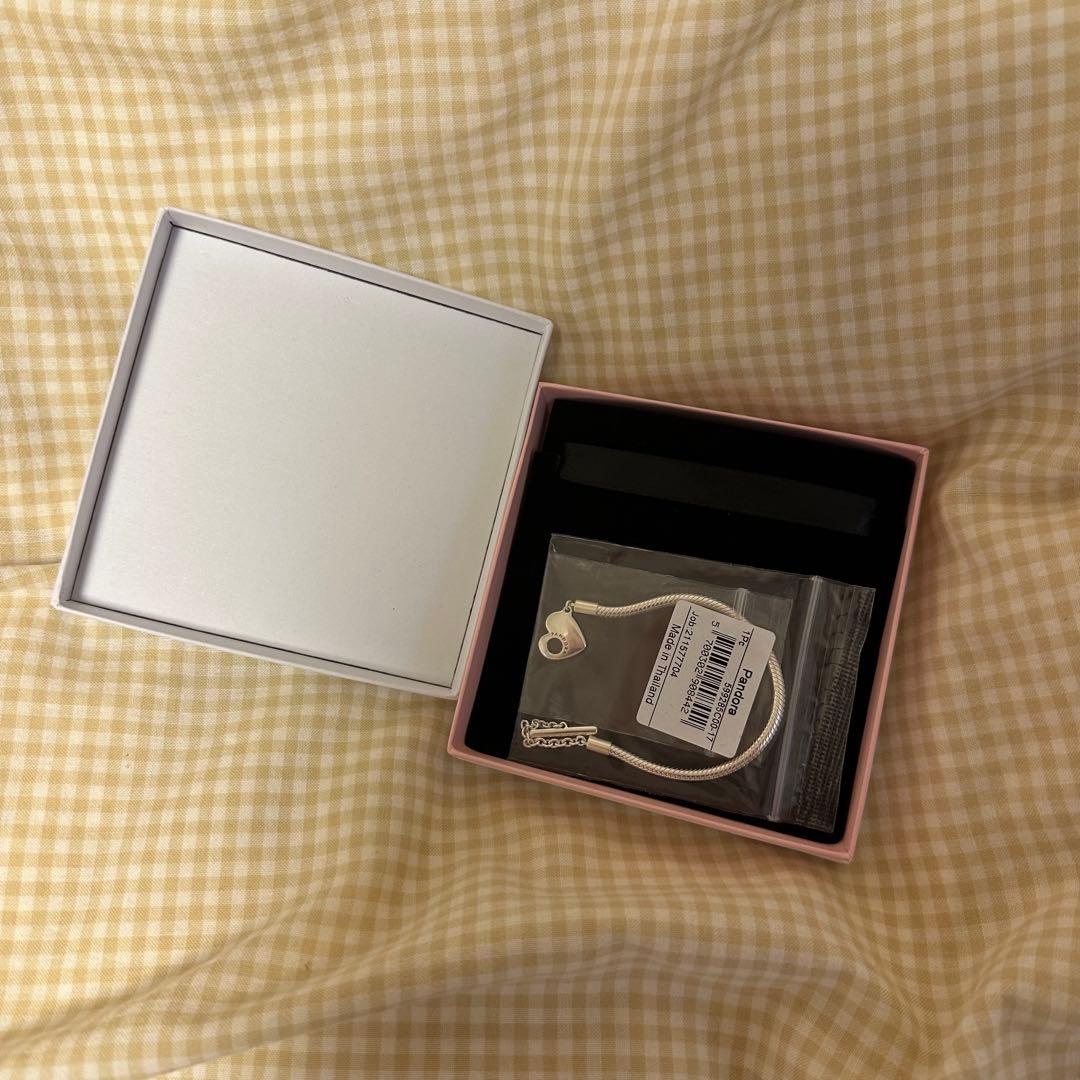 PANDORAハートTバースネークチェーンブレスレット 新品未開封 ショッパー付