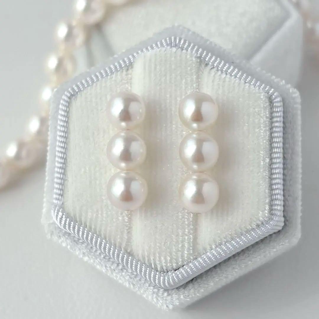 あこや真珠ピアス　３連ピアス　14kgf No.6