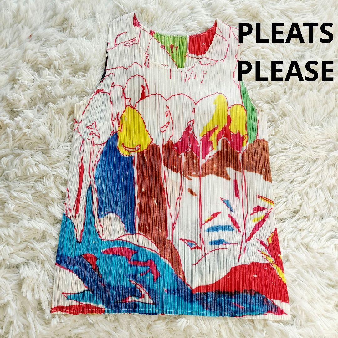 PLEATS PLEASE カラフル タンクトップ カラフル マルチカラー