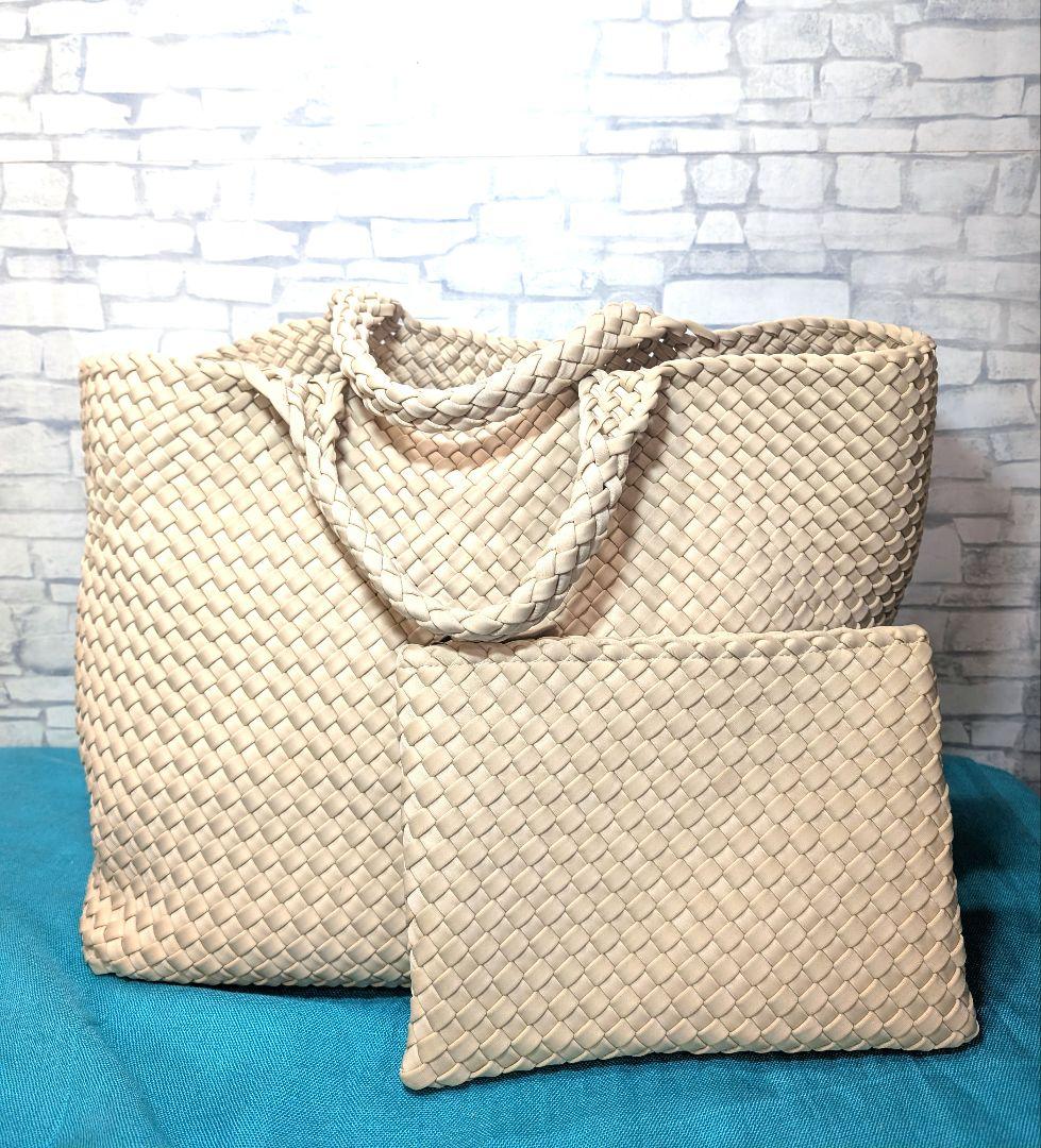♥aqu…♥美品♥　ナゲディ　トートバッグ　メッシュ　編み込み　大容量