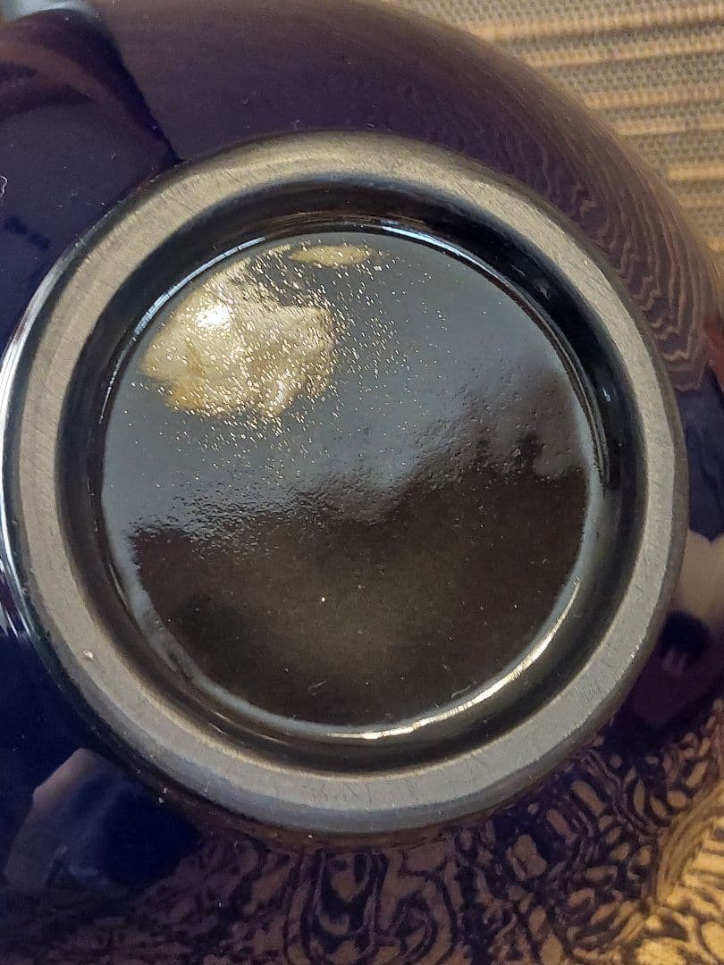 翠彩 陶器製 丸型花瓶⭐黒翠七宝☆花瓶☆翠彩