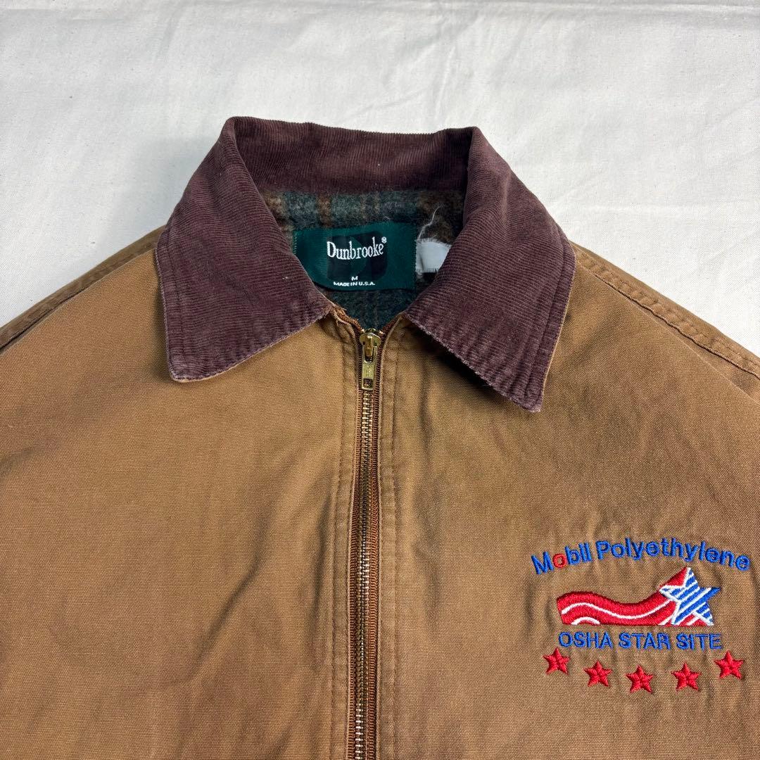 USA製ダンブルック ダックワークジャケット 企業ロゴ襟コーデュロイMキャメル
