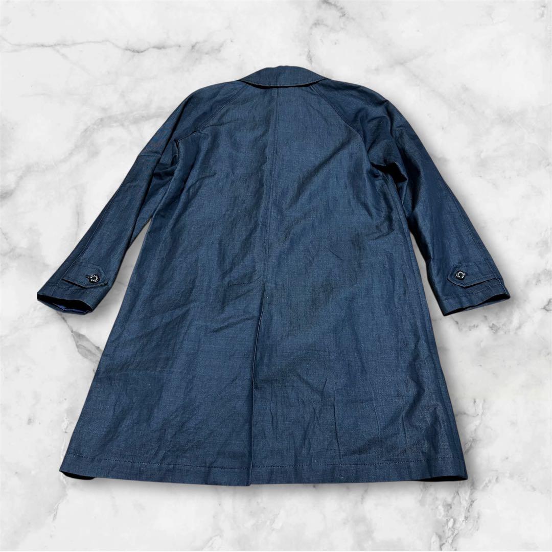 英国製マッキントッシュロンドン　ステンカラー　スプリングコート　デニム　麻