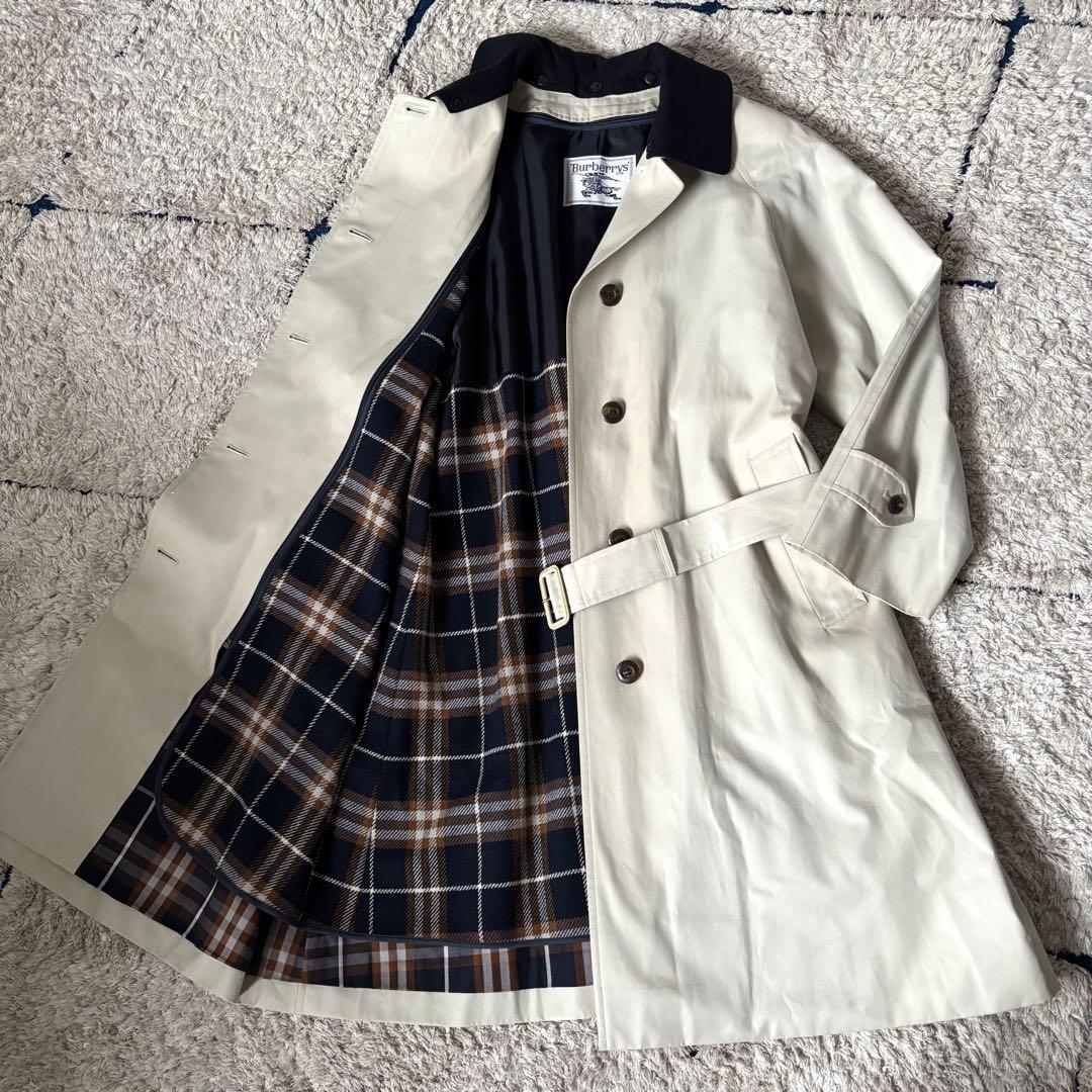 【美品✨】バーバリー　トレンチコート　ステンカラー　ホワイトベージュ　9AR