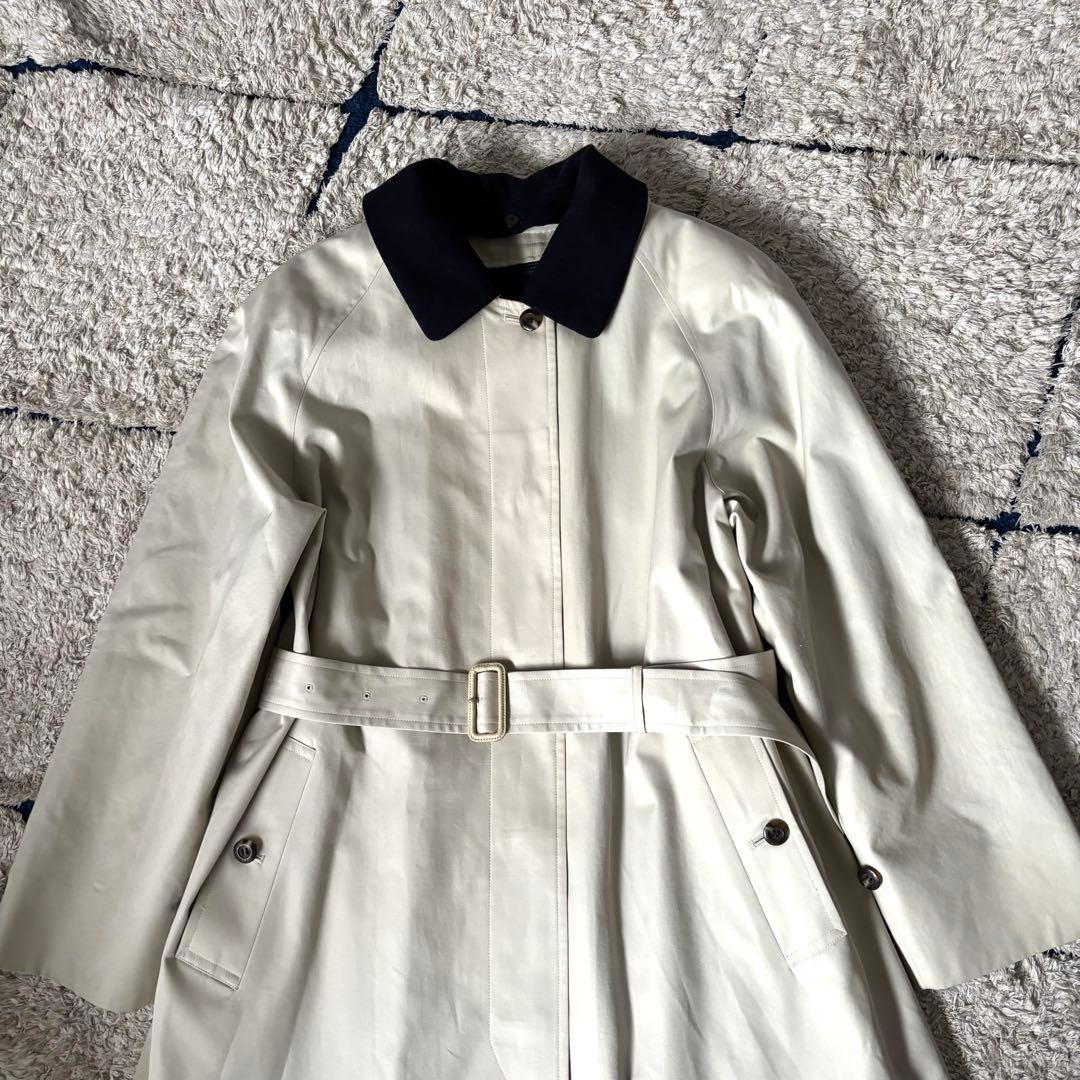 【美品✨】バーバリー　トレンチコート　ステンカラー　ホワイトベージュ　9AR