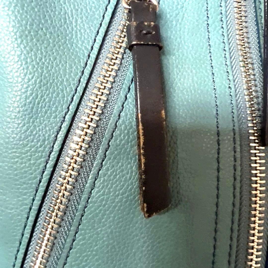 【COACH】コーチ 青緑色 レザー ボディバッグ