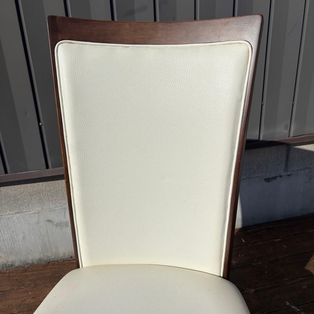 ②ニトリ ダイニングチェア DC LAGOON 合皮ホワイト×ブラウン 食卓椅子