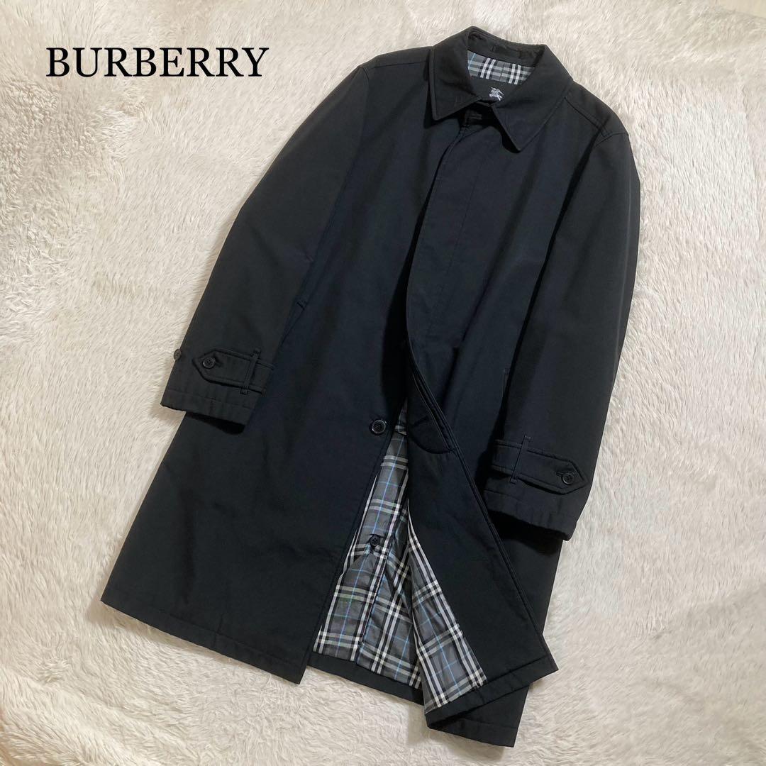 BURBERRY バーバリー ステンカラーコート ロング ノバチェック ブラック