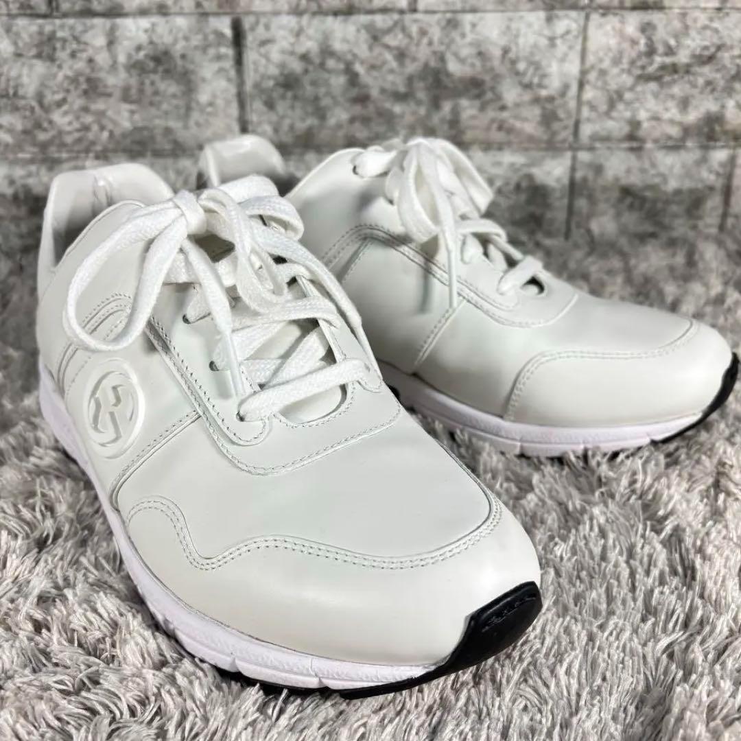 新品級❣️GUCCI グッチ ロゴマーク レザー スニーカー オールホワイト