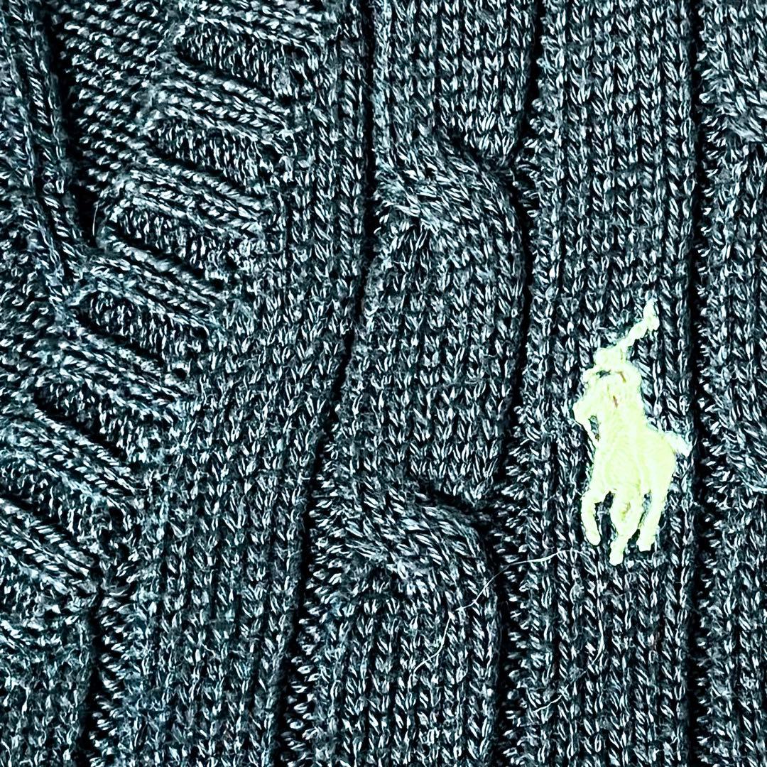 ✖︎ ポロラルフローレン コットン ケーブル ニット ロゴ刺繍 ネイビー 紺 M