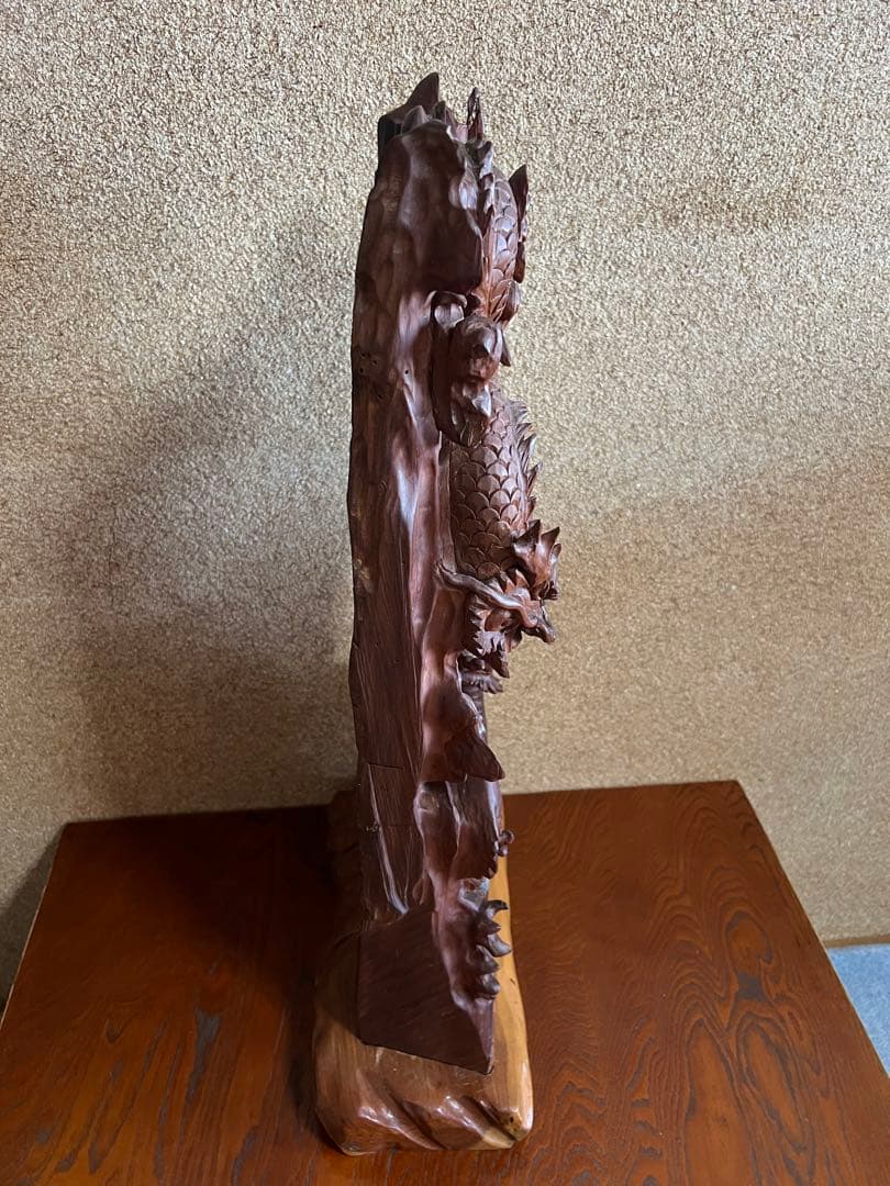 天然木 一刀彫 昇龍興龍